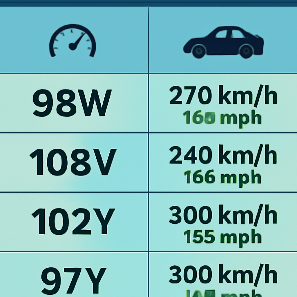 Таблица индексов скорости шин автомобиля: сравнение 98W, 108V, 102Y и 97Y для выбора оптимальной резины