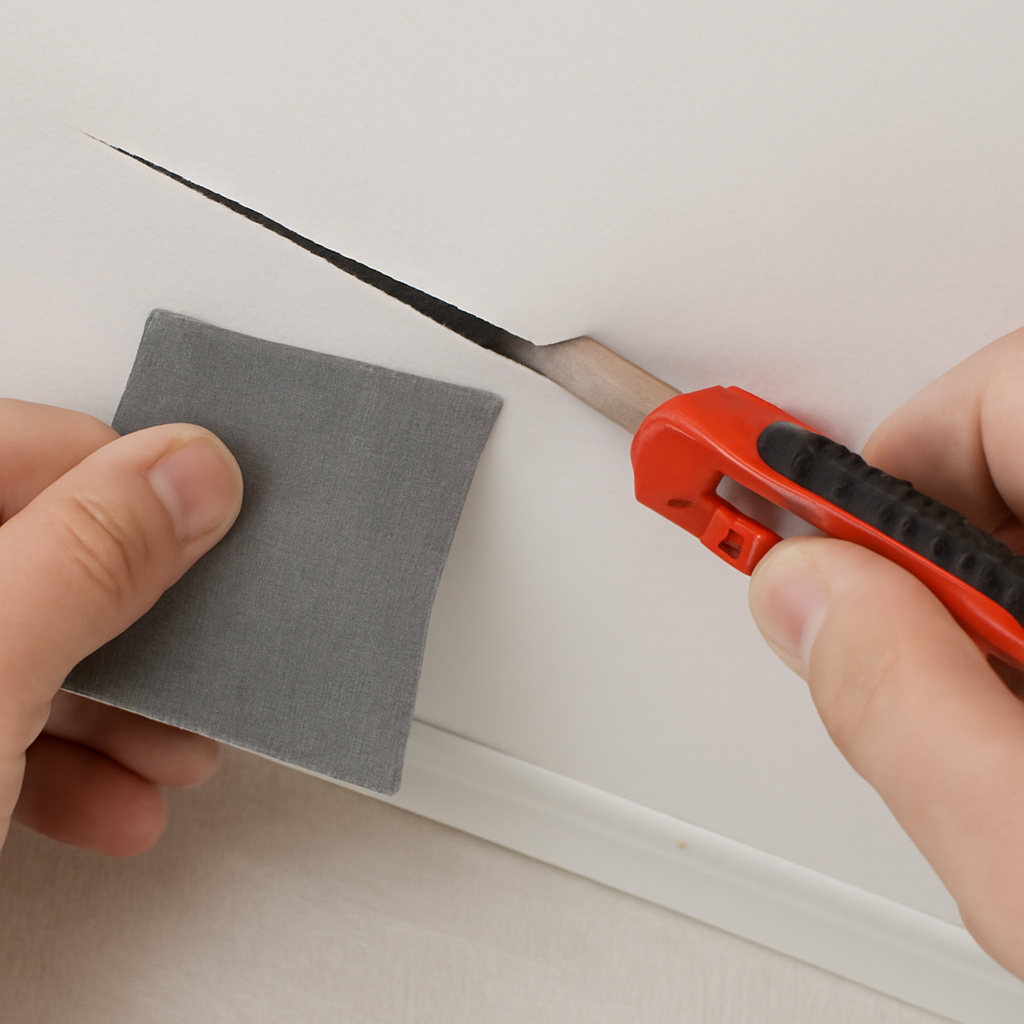 Как правильно выполнить ремонт натяжного потолка после пореза своими руками и восстановить его без профессиональной помощи