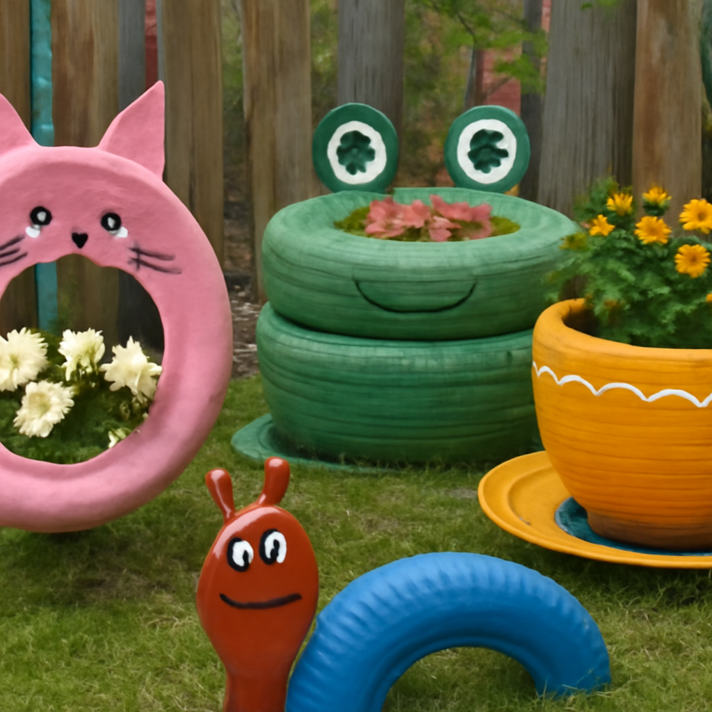 Идеи и мастер-классы по созданию поделок из автомобильных покрышек для украшения сада и интерьера своими руками